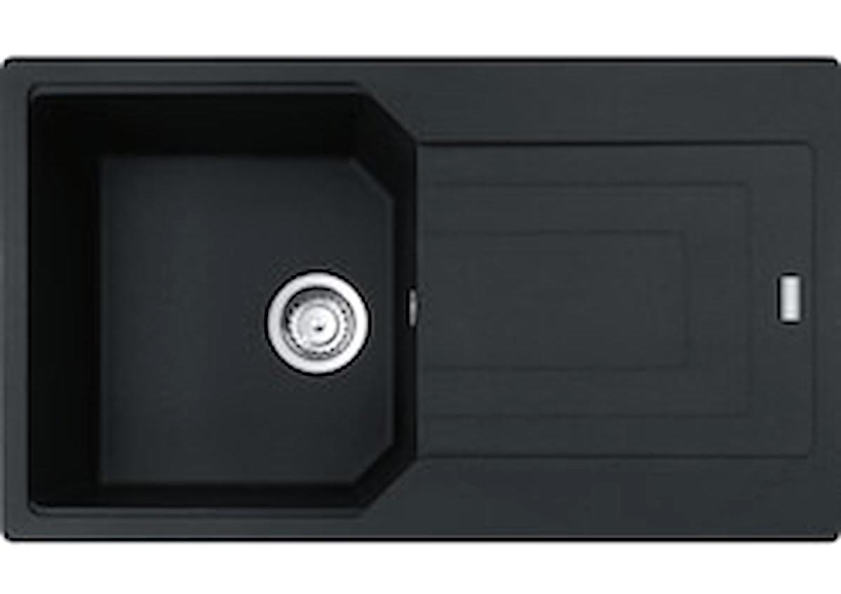 Franke Urban UBG 611-86 Nero 500 mm Damlalıklı Tezgah Üstü Tek Gözlü Dikdörtgen Sağ Granit Eviye Siyah