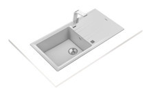 Teka Stone 60 L-TG 510 mm Damlalıklı Tezgah Üstü Tek Gözlü Dikdörtgen Sağ Granit Eviye Gri