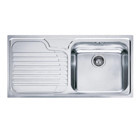 Franke Galassia Gax 611-100 500 mm Damlalıklı Tezgah Üstü Tek Gözlü Dikdörtgen Sol Paslanmaz Çelik Eviye Gri