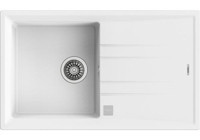 Teka Stone 50 B-TG 510 mm Damlalıklı Tezgah Üstü Tek Gözlü Dikdörtgen Sağ Granit Eviye Beyaz