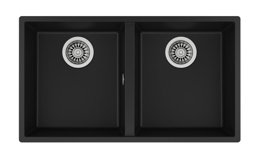 Teka Square 760 TG 435 mm Damlalıksız Tezgah Altı Çift Gözlü Dikdörtgen Sağ-Sol Granit Eviye Siyah
