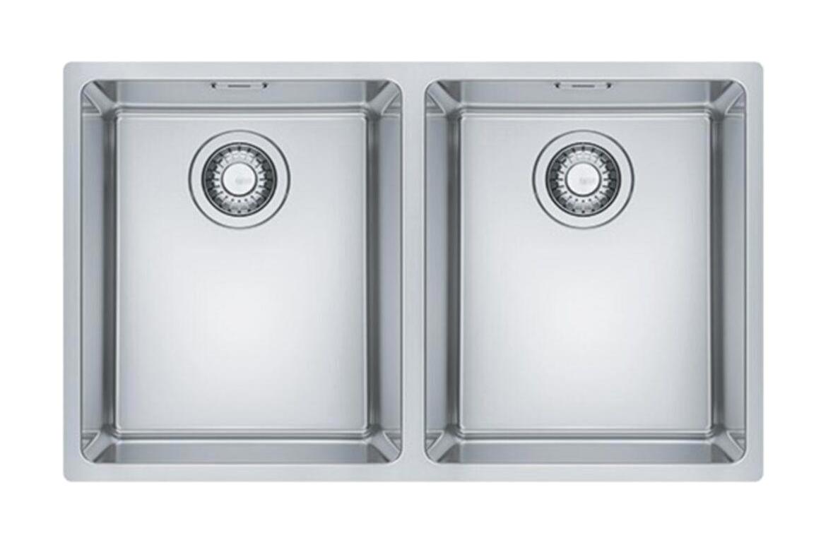 Franke Maris Mrx 120-34-34 440 mm Damlalıksız Tezgah Üstü Çift Gözlü Dikdörtgen Sağ-Sol Paslanmaz Çelik Eviye Gri