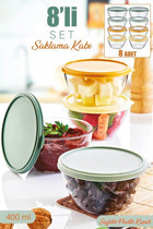 Grimor Life 8 Parça Yuvarlak Cam Saklama Kabı