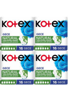 Kotex Natural Organik Antialerjik Orta Gece 16'lı Hijyenik Ped 4 Adet
