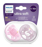 Philips Avent Ultra Soft 6-18 Ay+ Delikli Kiraz Uçlu Silikon 2'li Emzik Mavi
