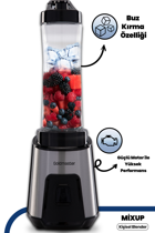 Goldmaster Mix Up 600 ml Plastik Hazneli Buz Kırıcılı Turbolu 4 Bıçaklı Kişisel 2'li Sürahili Blender Gri