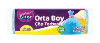 Parex Orta Boy 55x60 cm Çöp Poşeti 15 Adet Mavi