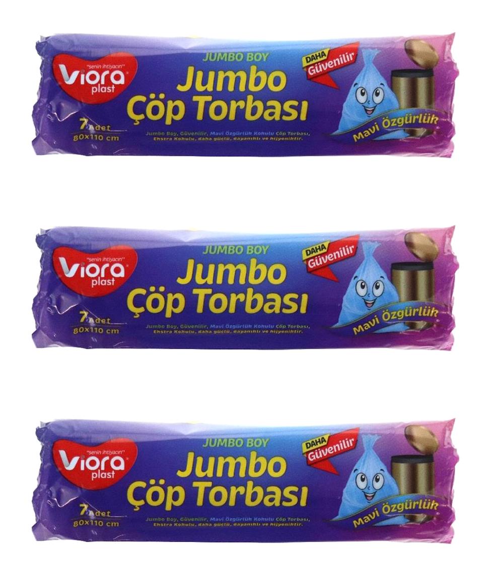 Viora Fresh Kokulu Battal Boy 72x95 cm Çöp Poşeti 7x3 Adet Mavi