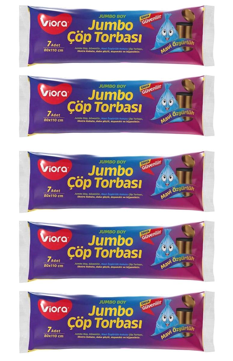 Viora Fresh Kokulu Jumbo Boy 80x110 cm Çöp Poşeti 7x5 Adet Mavi
