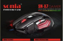 Sonia SN X7 RGB Ergonomik Makrolu Kablolu Siyah Optik Gaming Mouse