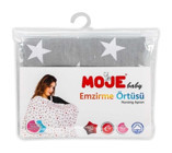 Moje Baby Pamuklu Yıldızlı Gri Emzirme Önlüğü Örtüsü
