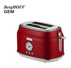 Berghoff Gem 2 Dilim Kırıntı Tepsili 815 W Kırmızı Retro Mini Ekmek Kızartma Makinesi