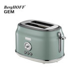 Berghoff Gem 2 Dilim Kırıntı Tepsili 815 W Yeşil Retro Mini Ekmek Kızartma Makinesi