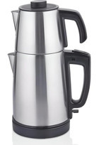 Aksu Tea Tech T73 Çelik Demlikli 1800 W Işıklı Çelik Gövdeli Gri Çay Makinesi