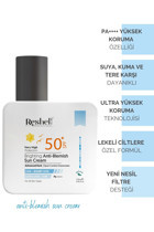 Reshell Yüksek Korumalı Renksiz 50 Faktör Lekeli Ciltler İçin Leke Karşıtı Nemlendiricili Suya Dayanıklı Yüz Güneş Kremi 100 ml