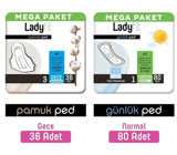 Ladyfit Pamuk İnce 58'li Hijyenik Ped 2 Adet