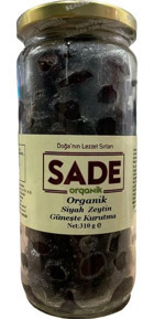 Sade Organik Tuzlu Salamura Siyah Zeytin Kavanoz 310 gr