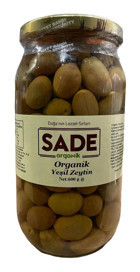 Sade Organik Tuzlu Salamura Çizik Yeşil Zeytin Kavanoz 600 gr