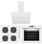 Simfer 3507-8707-7330 Dijital Doğalgazlı Cam Set Üstü Davlumbaz 3'lü Ankastre Set Beyaz