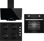 Ferre S2140CE-2002TC-D003 Doğalgazlı Cam Set Üstü Davlumbaz 3'lü Ankastre Set Siyah
