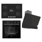 Ferre RS035-XE64CS-D080 Dijital Doğalgazlı Cam Set Üstü Davlumbaz 3'lü Ankastre Set Siyah