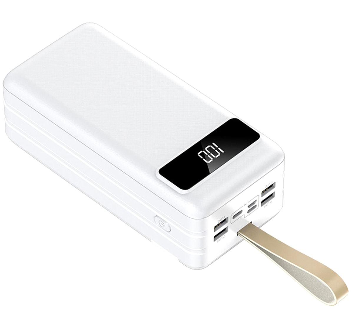 Fuchsia NF280 80000 mAh Hızlı Şarjlı Dijital Göstergeli USB Çoklu Bağlantılı Kablolu Powerbank Beyaz
