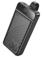 Hoco J123b 30000 mAh Hızlı Şarjlı Işıklı Dijital Göstergeli USB Çoklu Bağlantılı Kablolu Powerbank Siyah