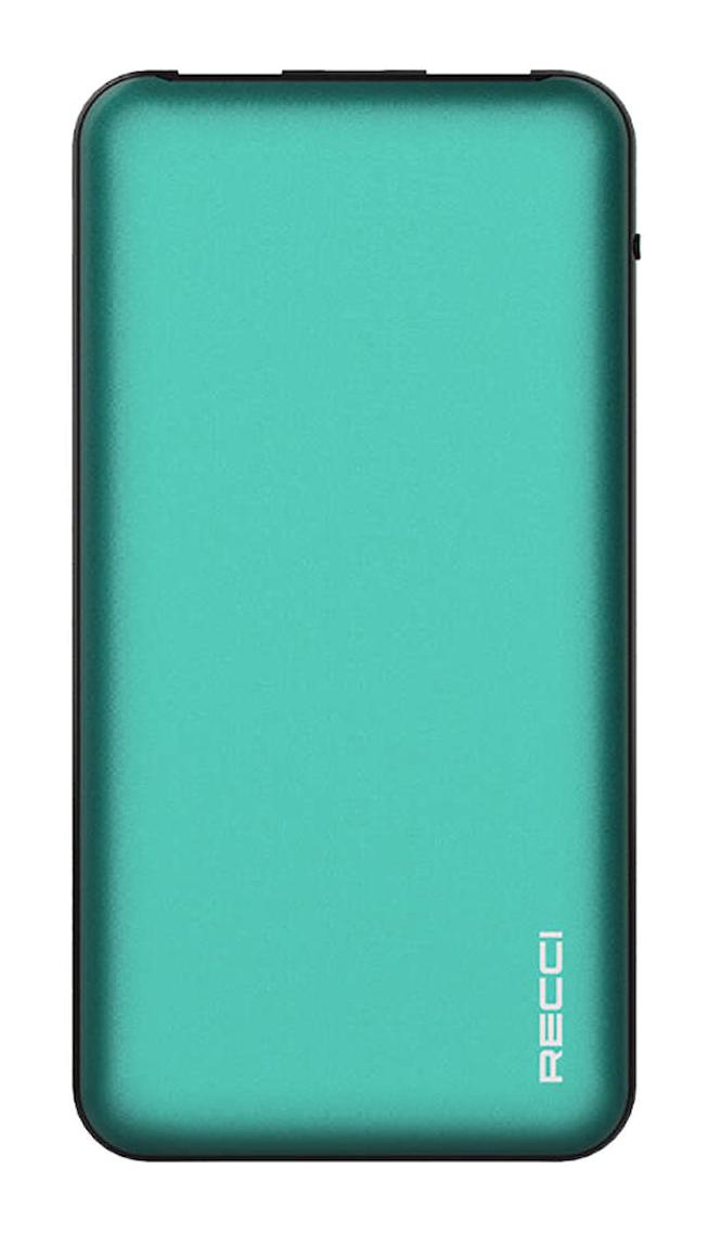 Recci Greeny RPB-P05 10000 mAh Hızlı Şarjlı Işıklı Type C - USB Kablosuz Powerbank Yeşil