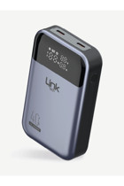 Linktech Premium 10000 mAh Hızlı Şarjlı Işıklı Dijital Göstergeli USB Çoklu Bağlantılı Kablolu Powerbank Gri