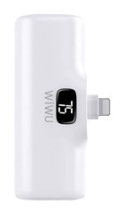 Wiwu Wi-P017 5000 mAh Işıklı Dijital Göstergeli Lightning Kablolu Powerbank Beyaz