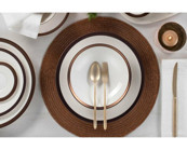 Porland Copper 27 Parça 6 Kişilik Porselen Yuvarlak Yemek Takımı