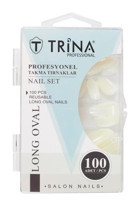 Trina 02 Parlak 100'lü Oval Beyaz Takma Tırnak