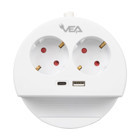 Vea VE-G1102C 2'li Soket 1.5 Metre Tekli USB Kablolu Çiftli Akım Korumalı Priz