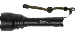 Watton WT-204 Basmalı Uzun Menzilli LED Pilli-Şarjlı El Feneri Siyah