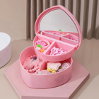 Nostaljik Lezzetler Kalp Tasarımlı 2 Katlı Kapaklı Makyaj Organizeri Pembe
