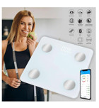 Techfit TF-1071 Yağ Ölçen Vücut Analizi Yapan Bluetoothlu Kas Ölçen Cam Dijital Akıllı Tartı Beyaz