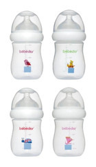Bebedor 97322 Polipropilen Yavaş Akışlı Desenli Beyaz Yuvarlak Uçlu Biberon 180 ml