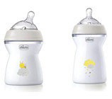 Chicco Natural Feeling Polipropilen Desenli Şeffaf Biberon 250 + 330 ml