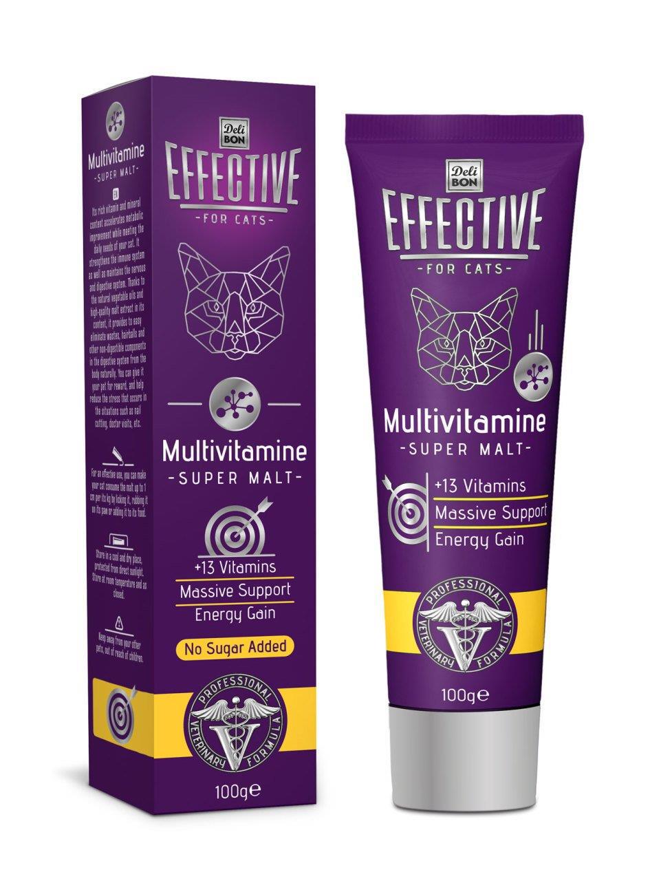 Delibon Effective E Vitamini Multivitamini Bağışıklık Güçlendirici Yavru-Yetişkin Kedi Vitamini Macun 100 gr
