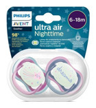 Philips Ultra Air 6-18 Ay Fosforlu Delikli Ortodontik Kiraz Uçlu Silikon Emzik Pembe
