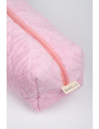 Bahels Pembe Düz Peluş Süper Boy Seyahat Makyaj Çantası