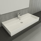 Bocchi 1378-001-0126 Klasik Tekli 100 cm Seramik Tezgah Üstü Dikdörtgen Lavabo Beyaz