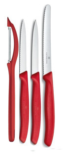 Victorinox Kırmızı 8-11-11 cm Plastik Saplı Paslanmaz Çelik 4 Parça Mutfak Bıçak Seti