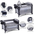 Hoffie Sleep Side Play Demir 35 kg Kapasiteli Ayarlanabilir Taşınabilir Ara Katlı 116x70 cm Sallanan Anne Yanı Park Yatak Gri