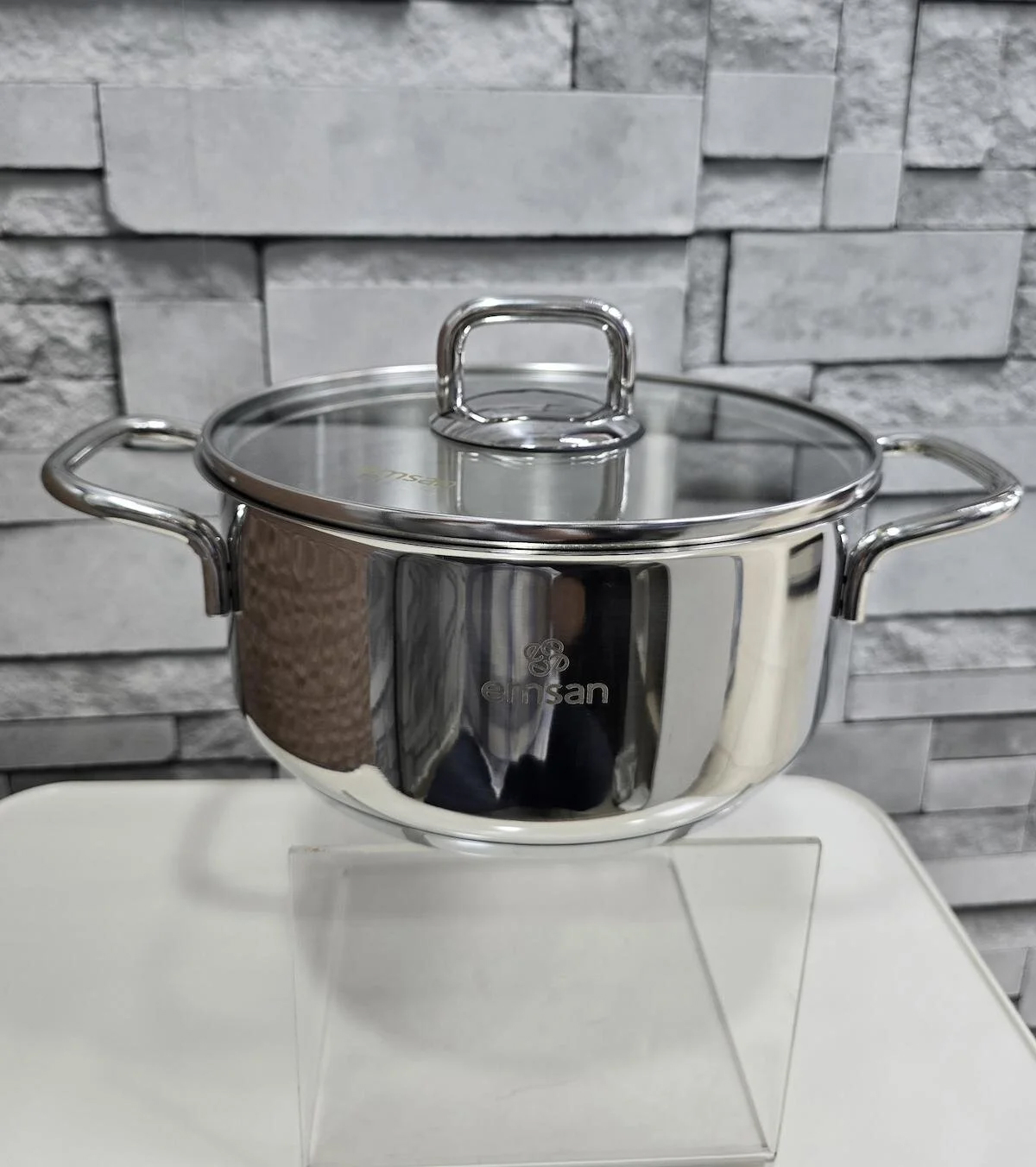 Emsan Gourmet Cam 2 Parça 24 cm Çelik Derin Tencere
