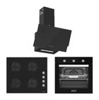 Tecna F-8156-O-8401-D-8801 Doğalgazlı Cam Klasik Ankastre Fırın Ocak 3'lü Ankastre Set Siyah
