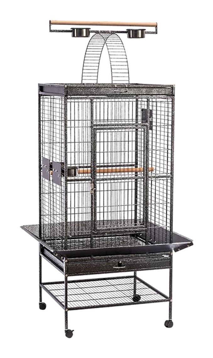 Cocody Pet B11L Çatılı Ayaklı Dikdörtgen Papağan Kafesi Siyah