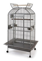 Qh Pet Cage Çatılı Ayaklı Dikdörtgen Metal Papağan Kafesi Siyah