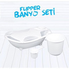 Flipper Fileli Ayaklı Beyaz Bebek Küveti Seti