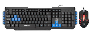 Hytech HYK-46 Gamy Combo Ergonomik Siyah-Mavi Kablolu Klavye Mouse Seti